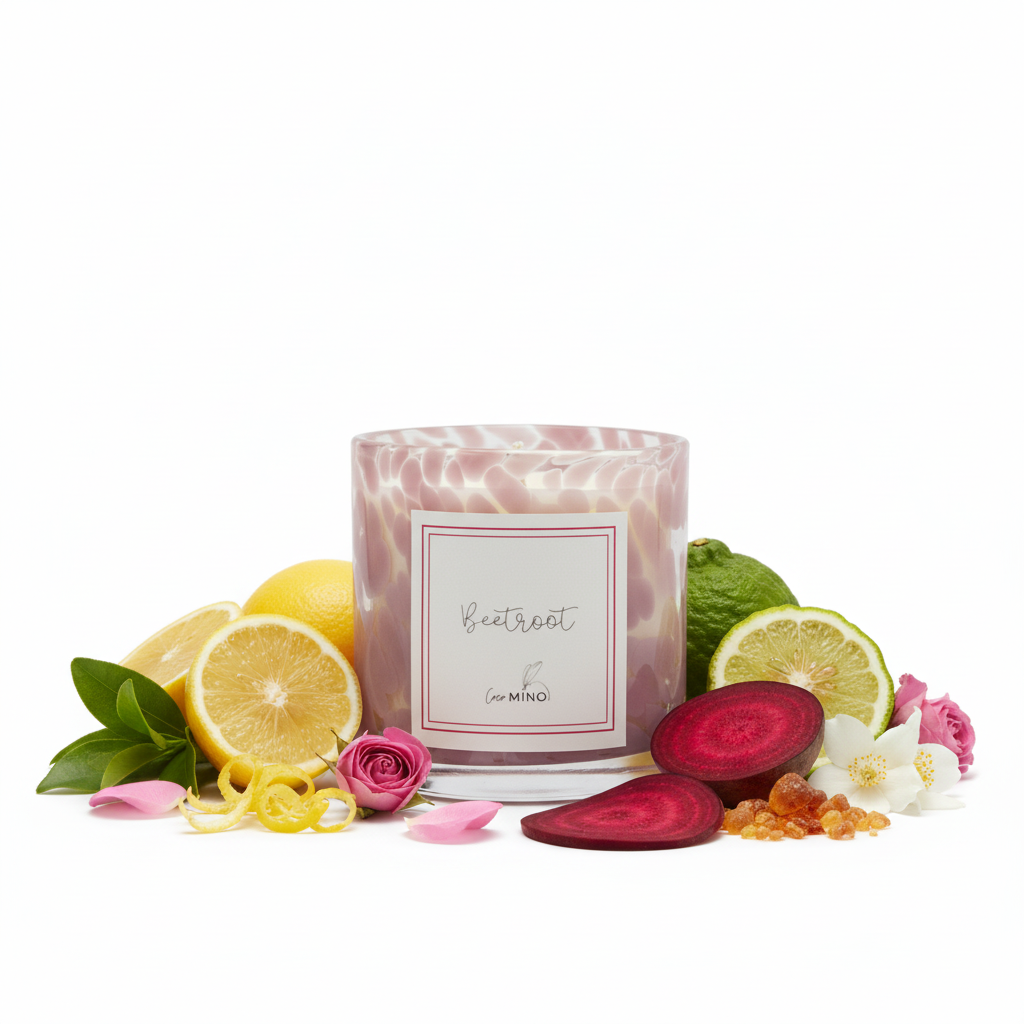 Beetroot Candle with Ingredients
