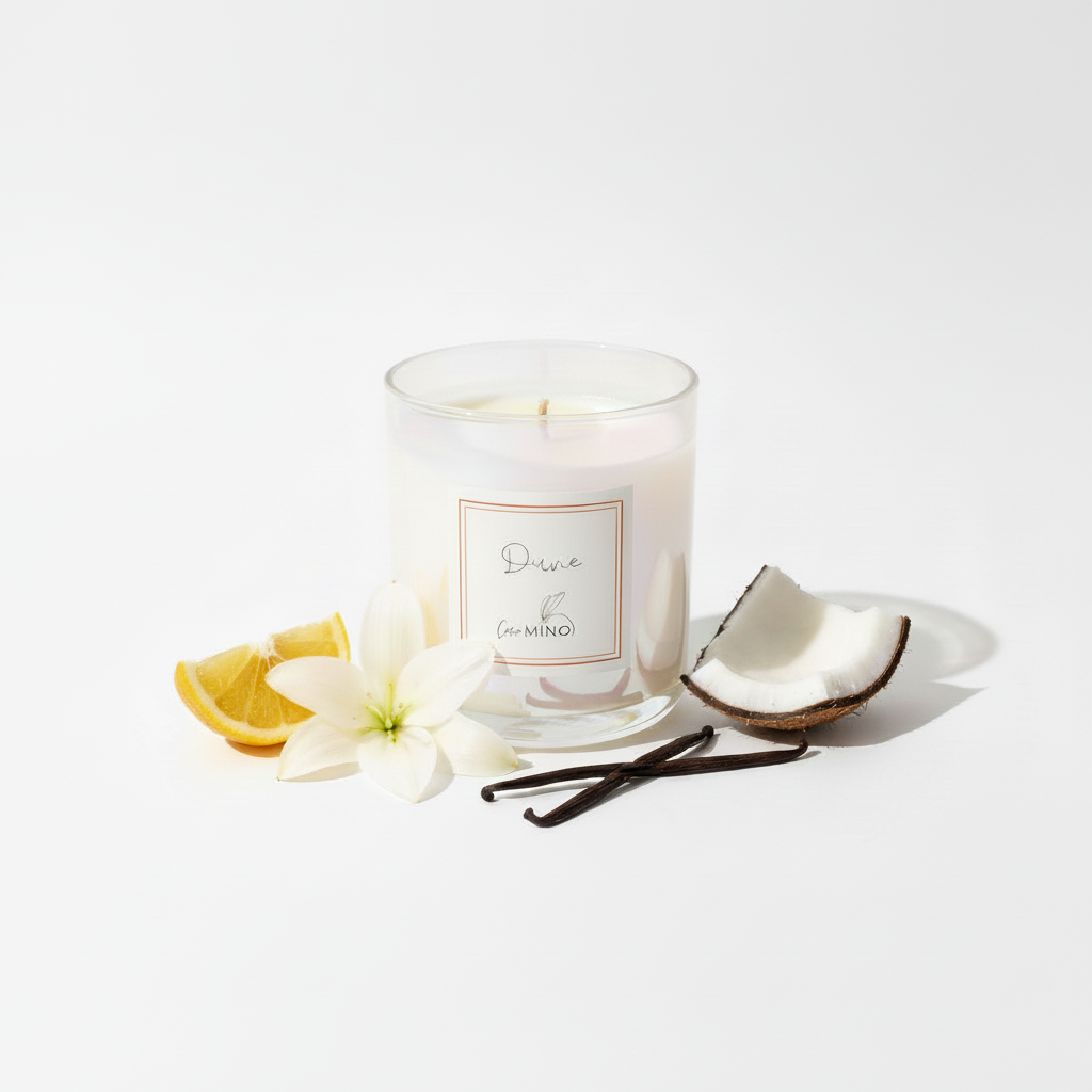 DUNE candle pure white background