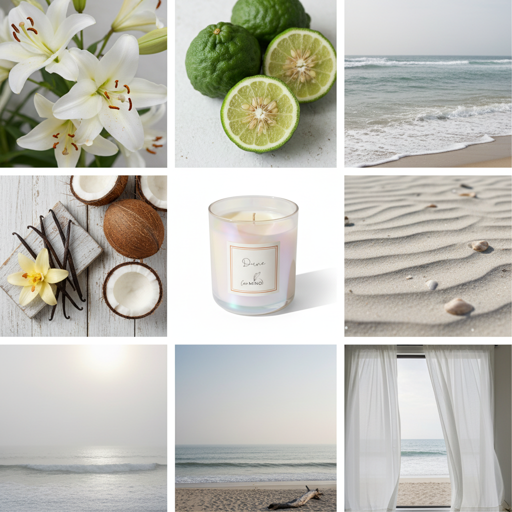 DUNE mood board with candle