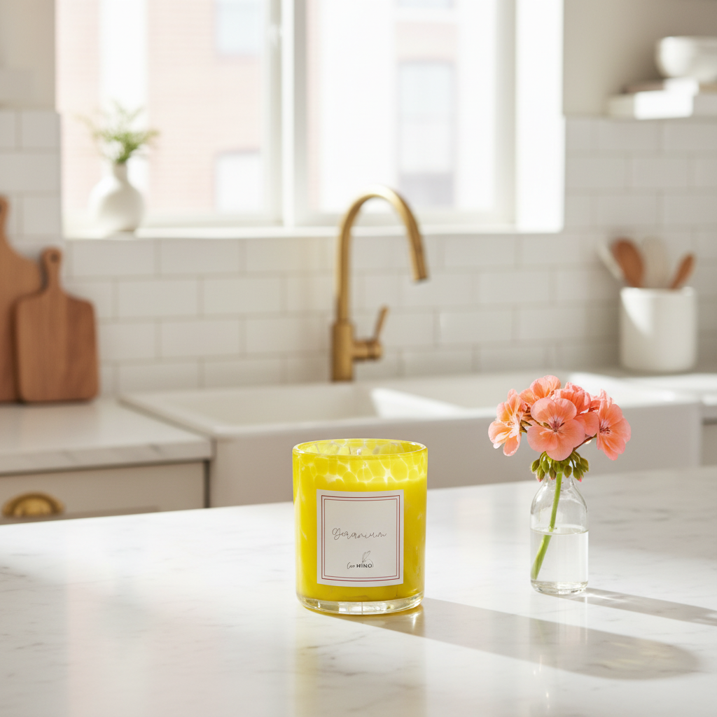 Geranium Candle in Kitchen