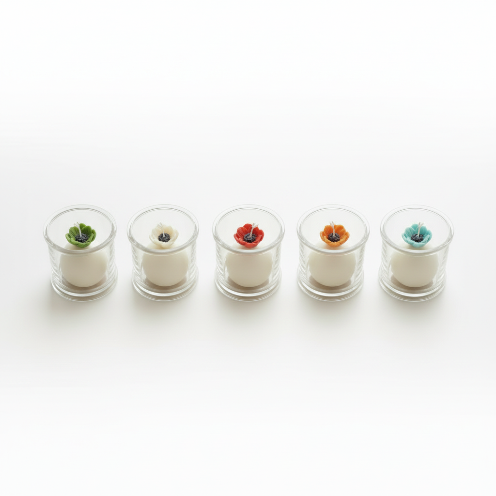 Glass candles minimal flat lay - square