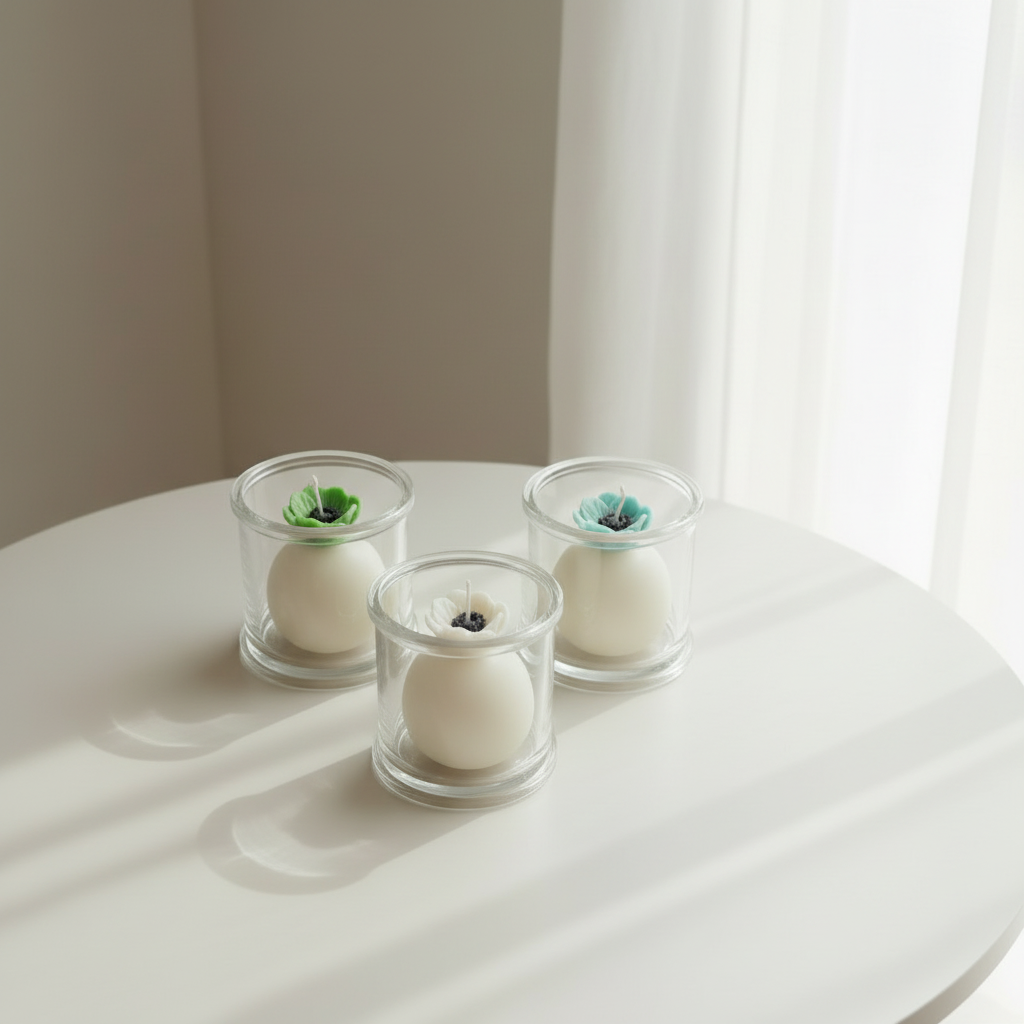 Glass candles simple table - square