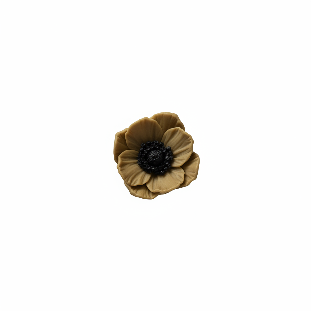 Kaki anemone flower with black heart - exact color