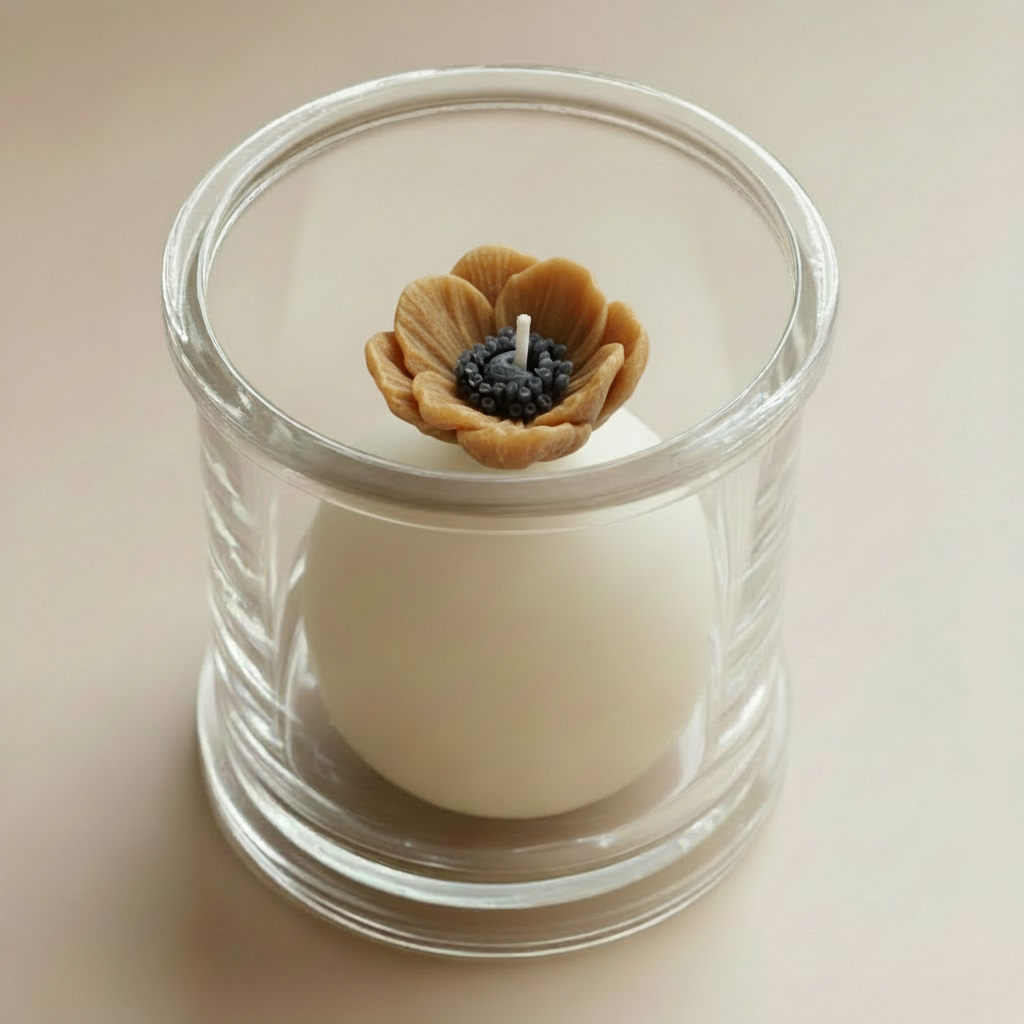 Kaki glass candle neutral background - exact color