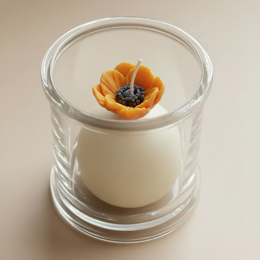 Orange ANEMONE candle - neutral background