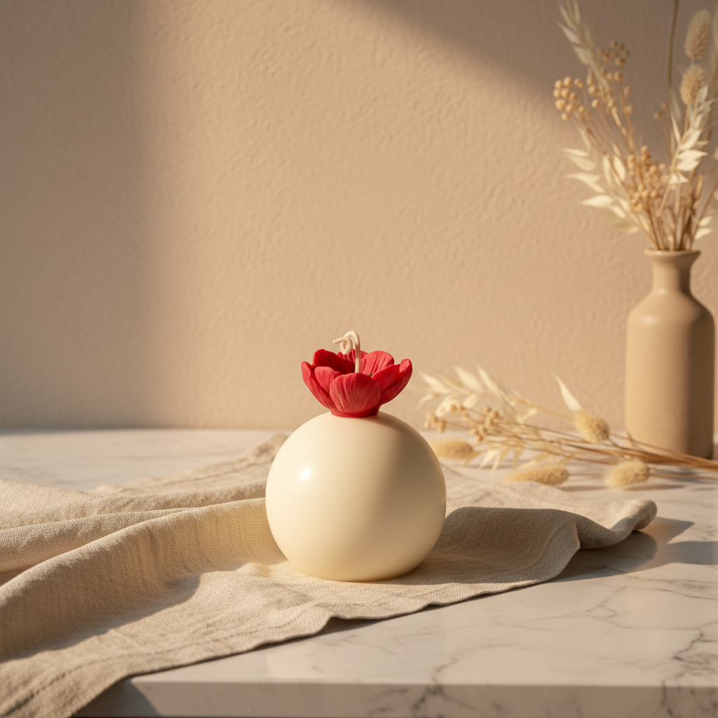 Petals Collection candle in editorial setting - square format