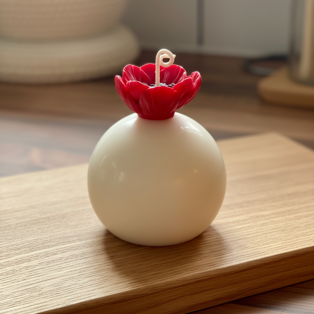 Petals Collection candle on natural surface - bright and clean
