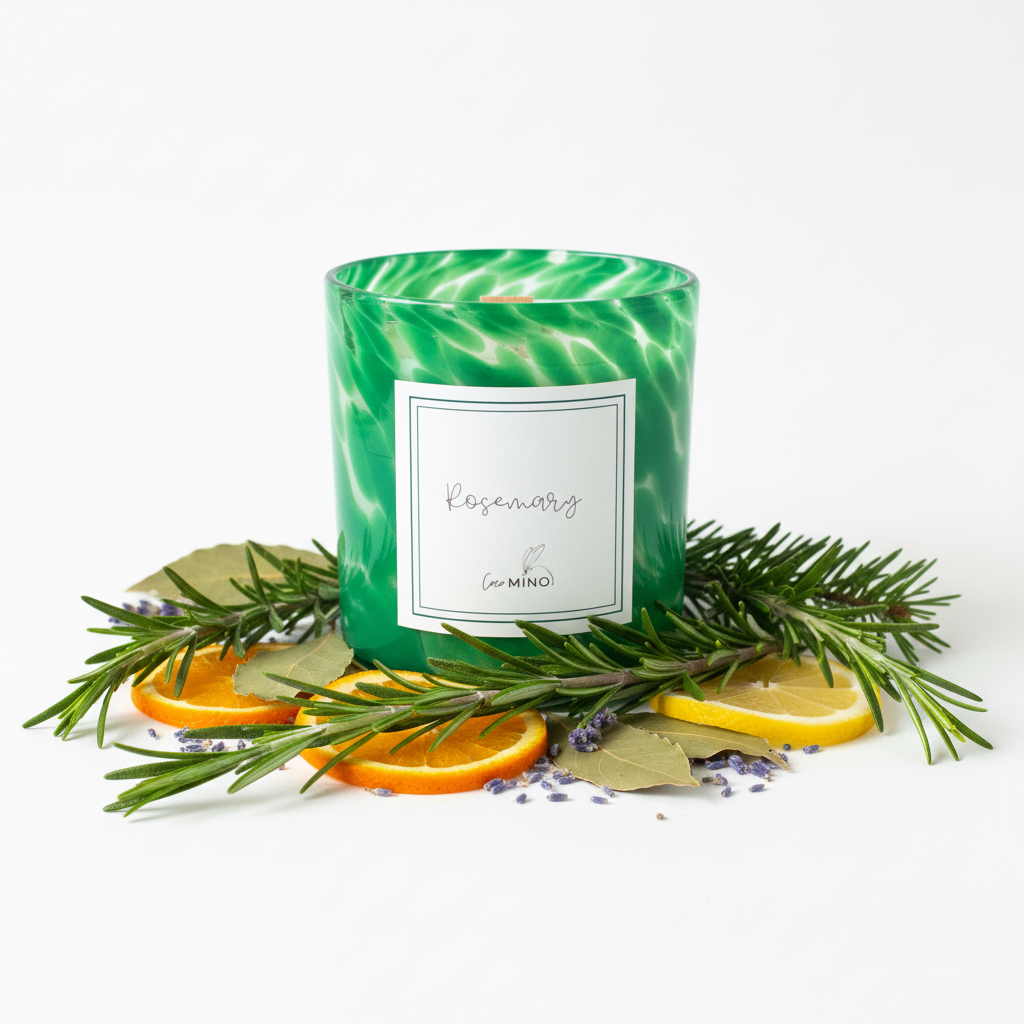 Rosemary Candle with Ingredients
