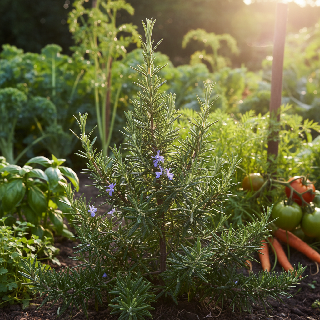 Rosemary Plant in Veggie Garden - Square