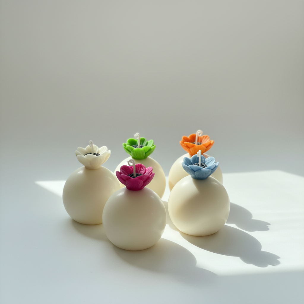 Sphere candles cluster arrangement - square