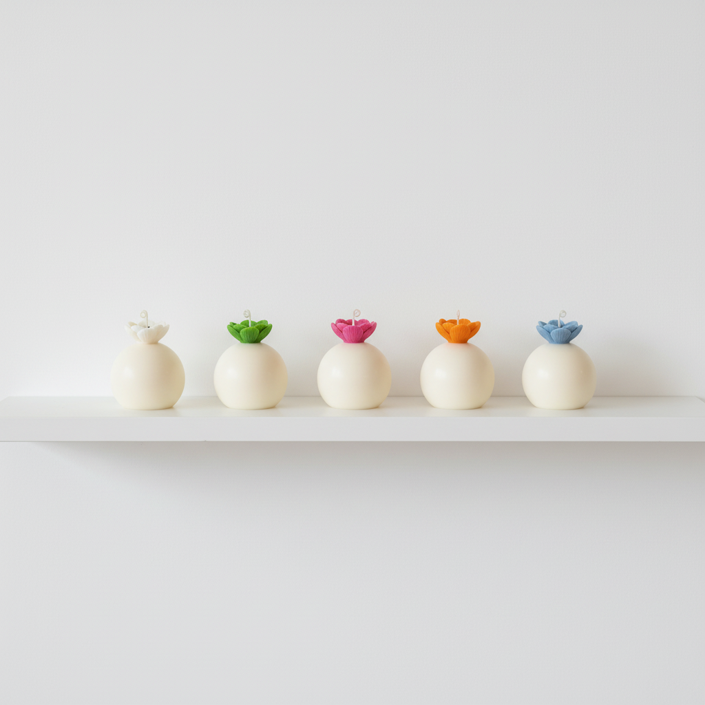 Sphere candles minimalist shelf - square