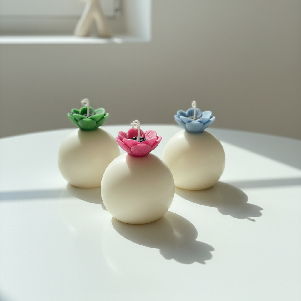 Sphere candles simple table - square