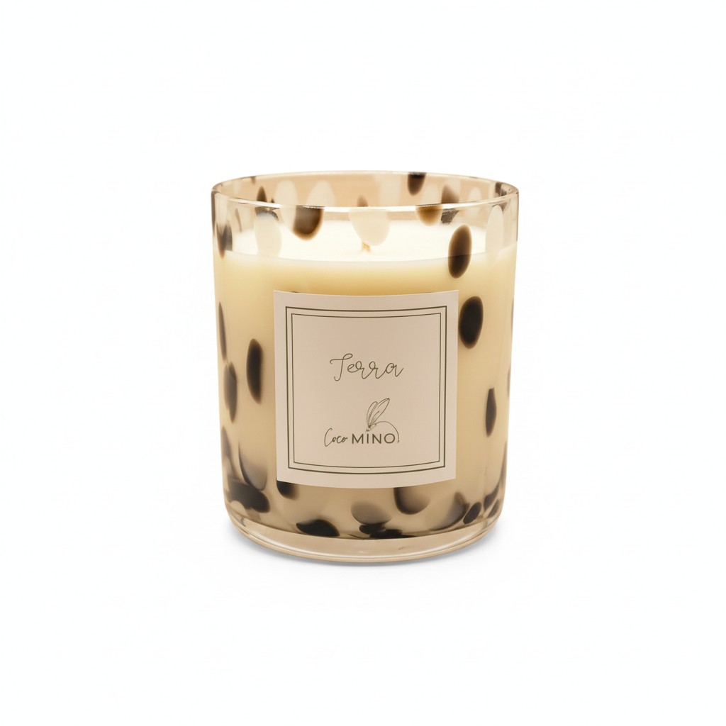 TERRA candle on pure white background