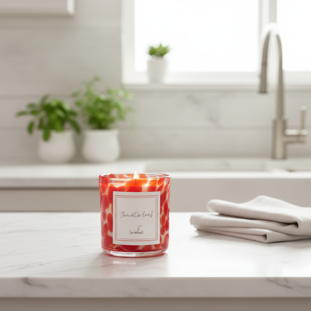 Tomato Leaf Candle in Kitchen