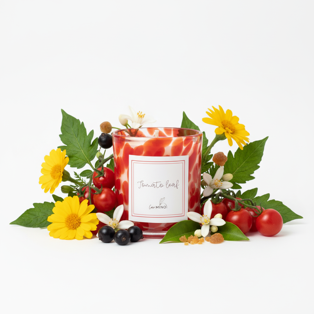 Tomato Leaf Candle with Tomatoes