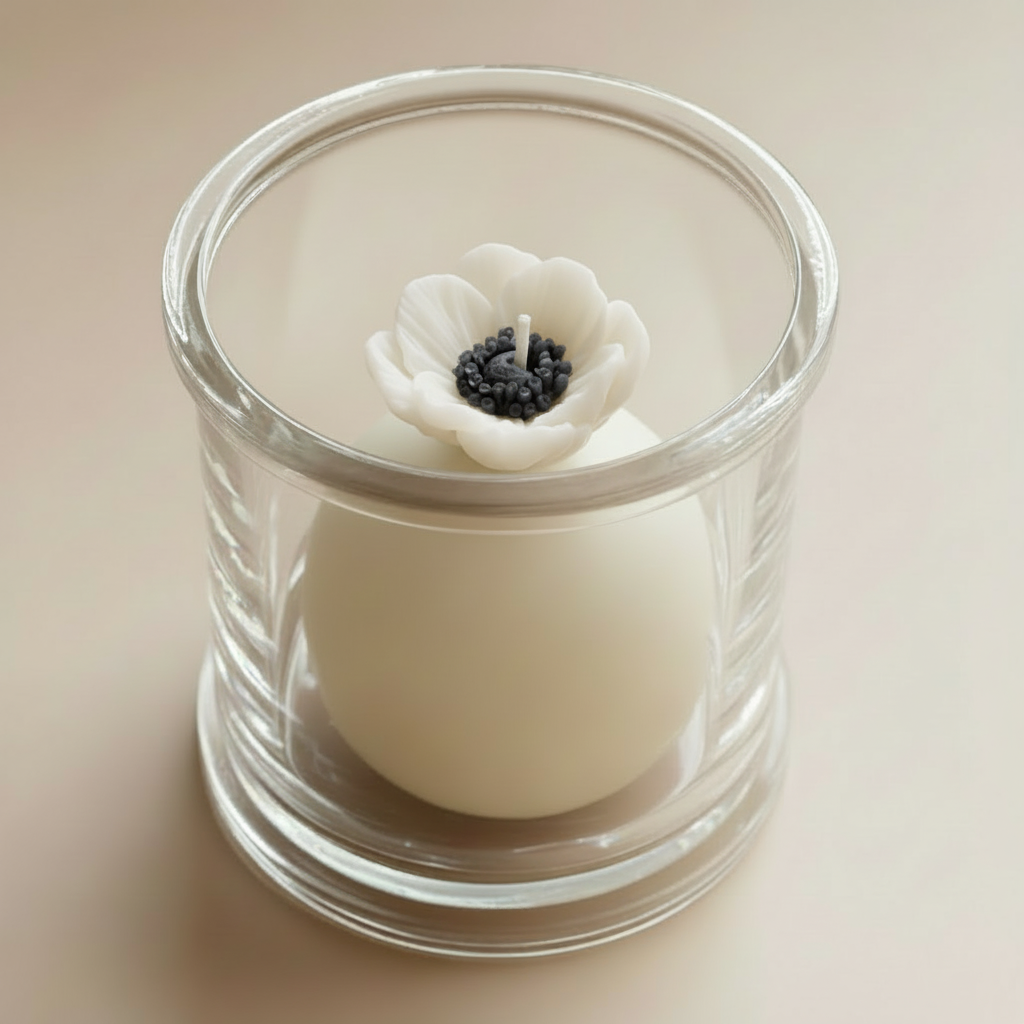 White ANEMONE candle - neutral background
