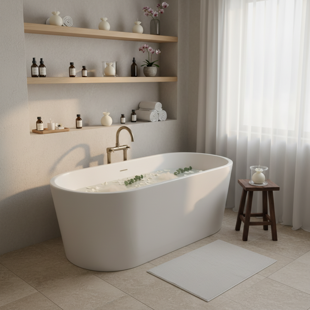 White ANEMONE candles spa setting