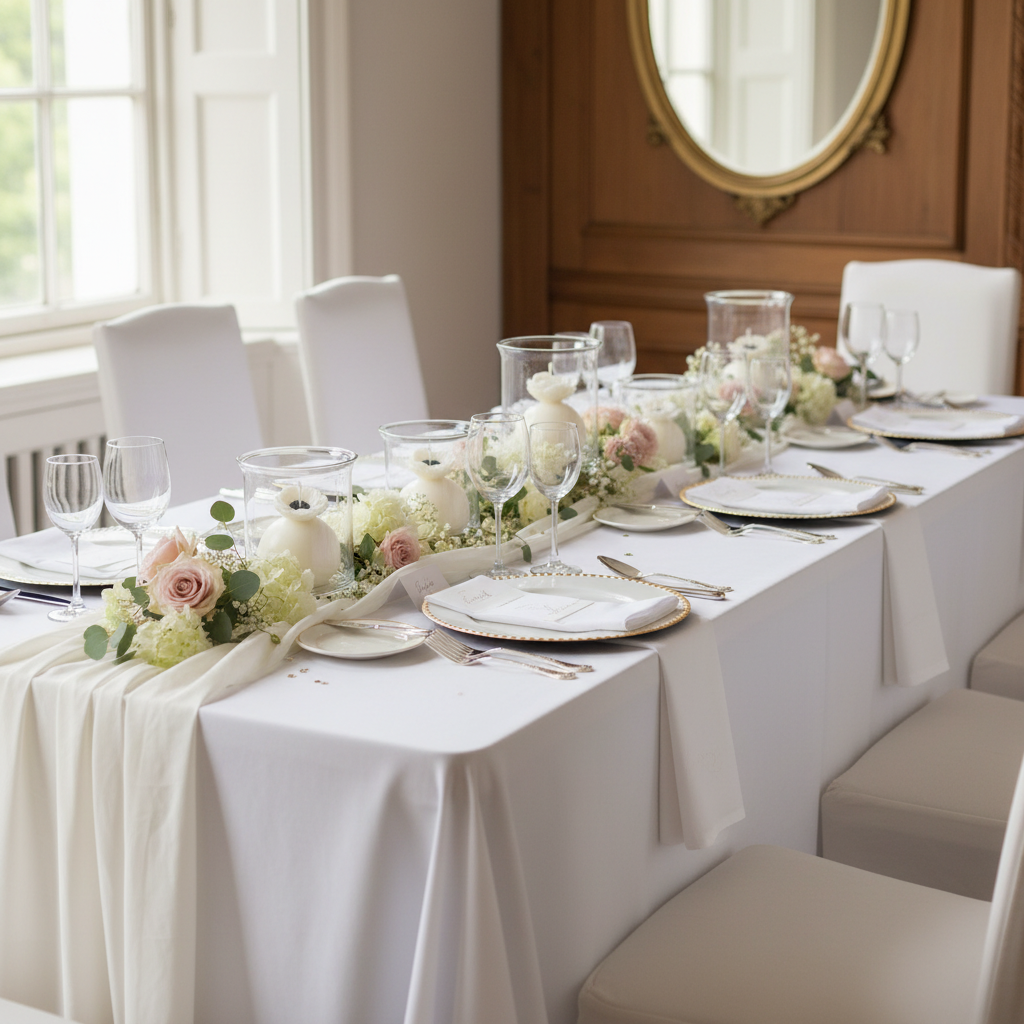 White ANEMONE candles wedding centerpiece