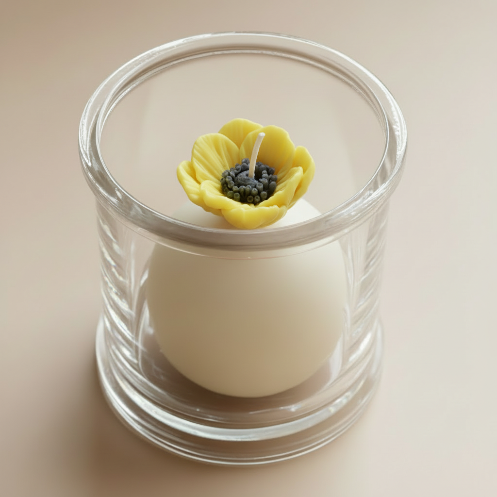 Yellow ANEMONE candle - neutral background