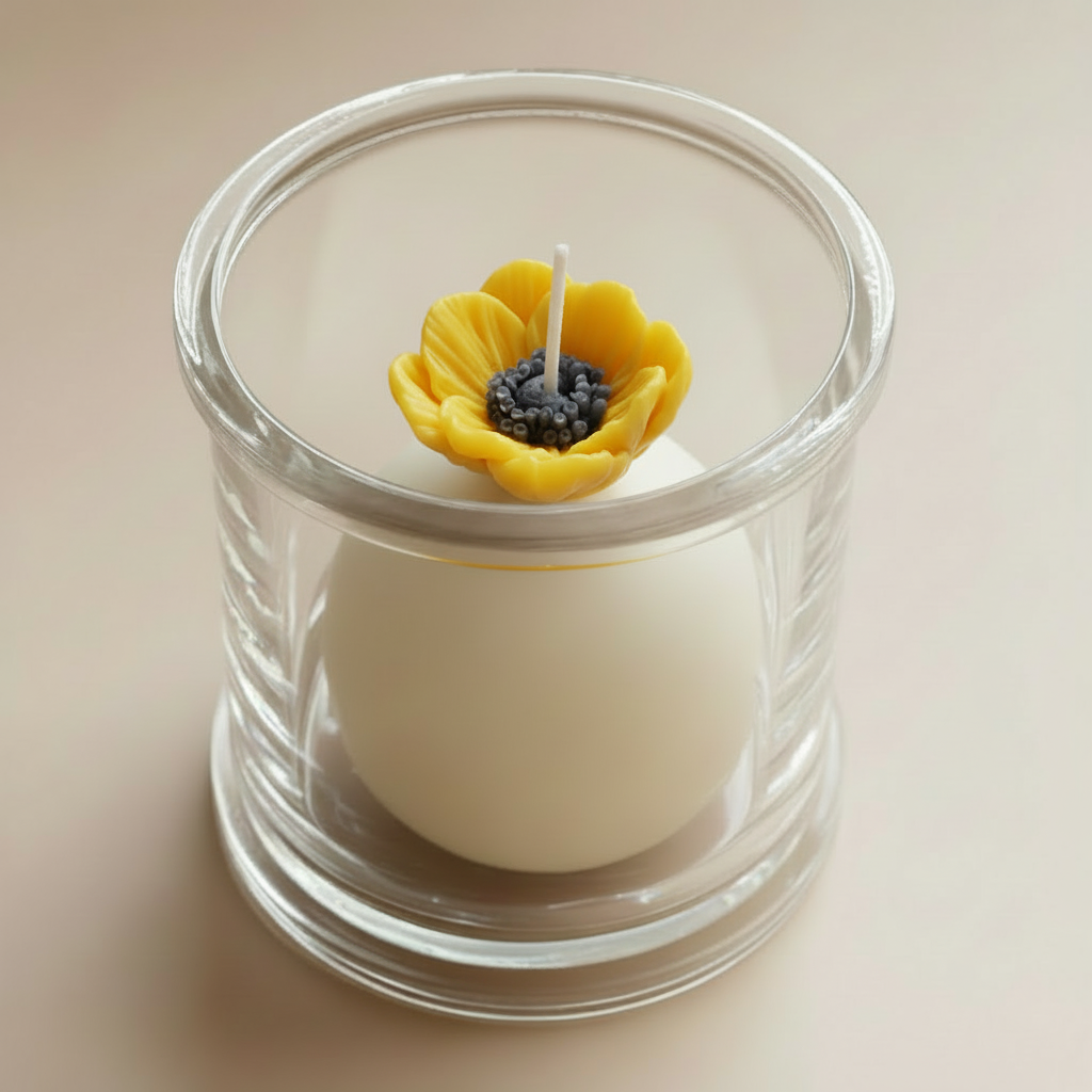 Yellow ANEMONE candle - neutral background
